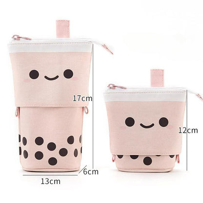 Milk Tea Drop Down Canvas Pencil Case