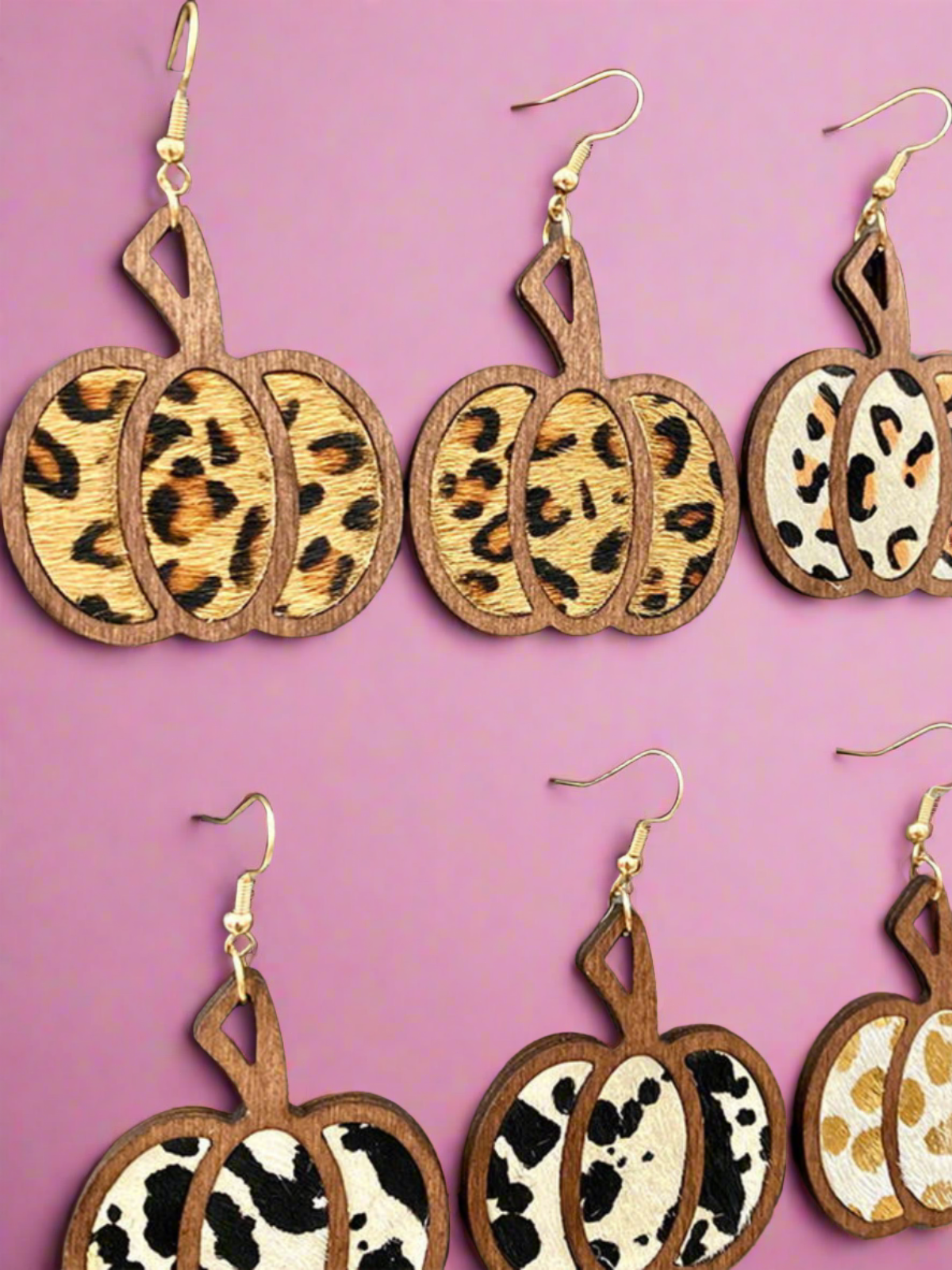 Girls Seasonal Charm Wood Pumpkin Earrings