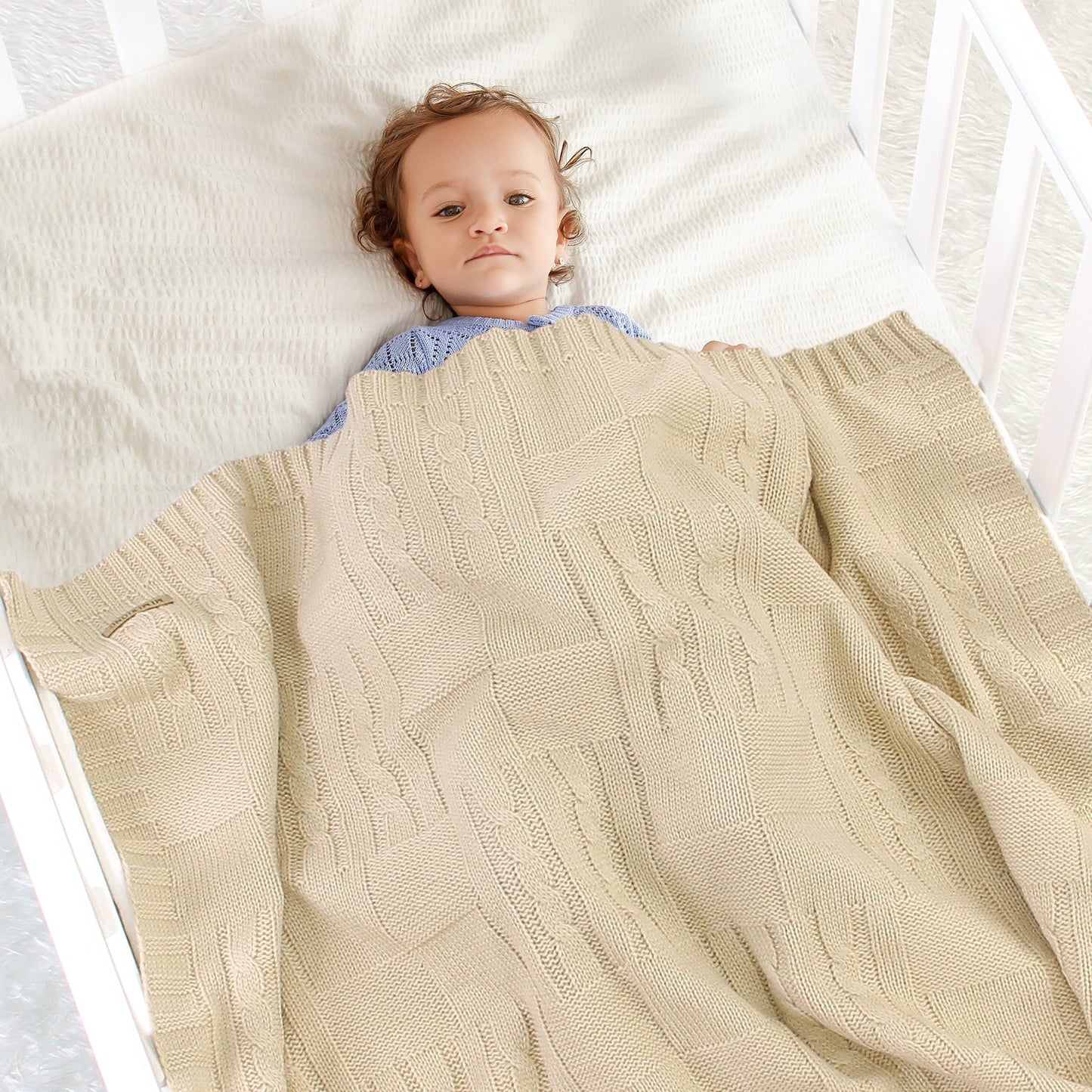 Baby Solid Color Knitted Blanket Baby Windproof Cover Baby