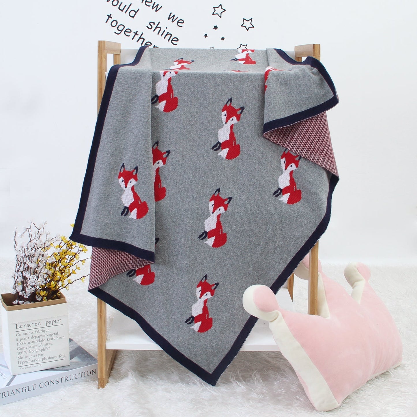 Baby Blanket Cartoon Fox Knitted Blanket