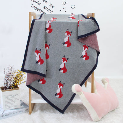 Baby Blanket Cartoon Fox Knitted Blanket