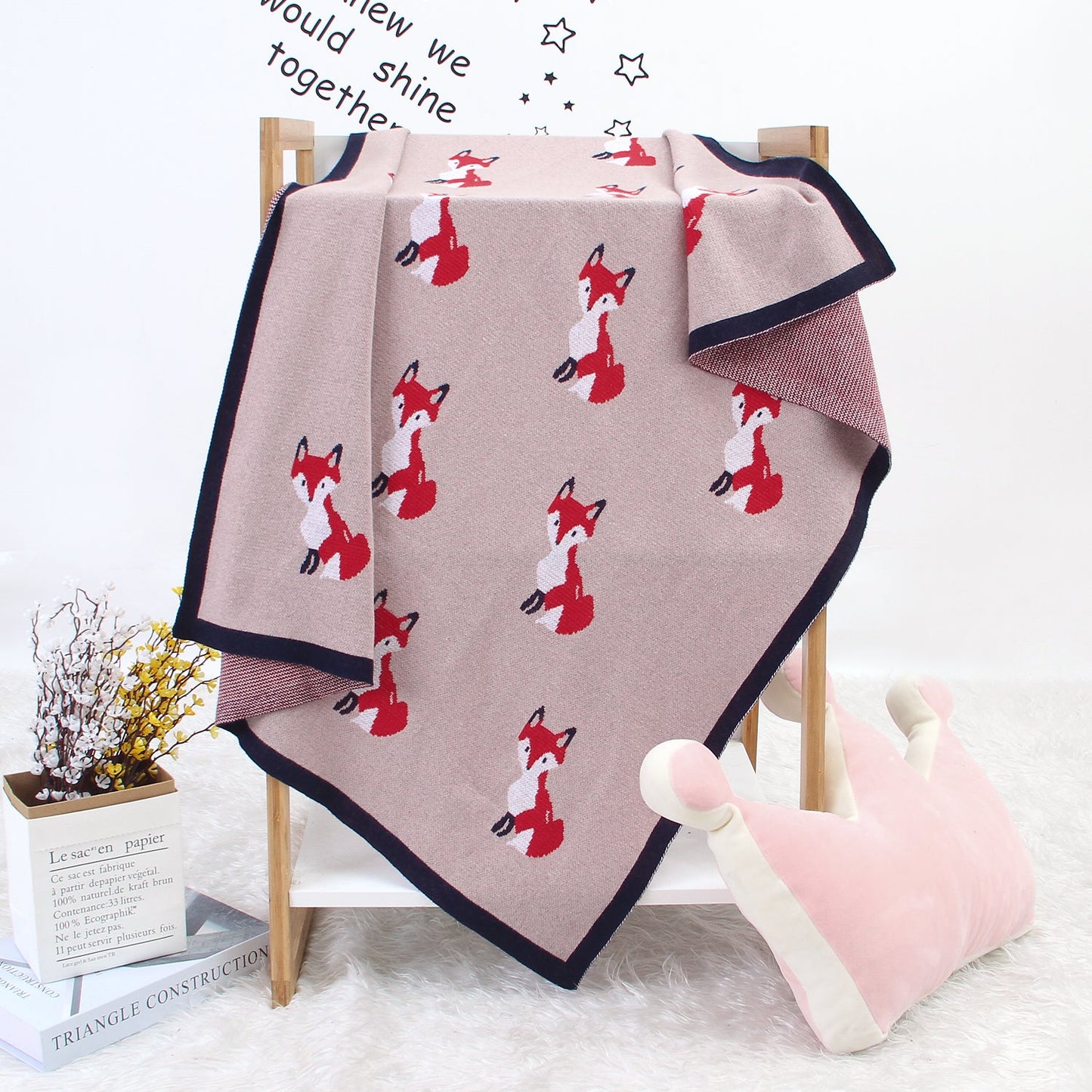 Baby Blanket Cartoon Fox Knitted Blanket