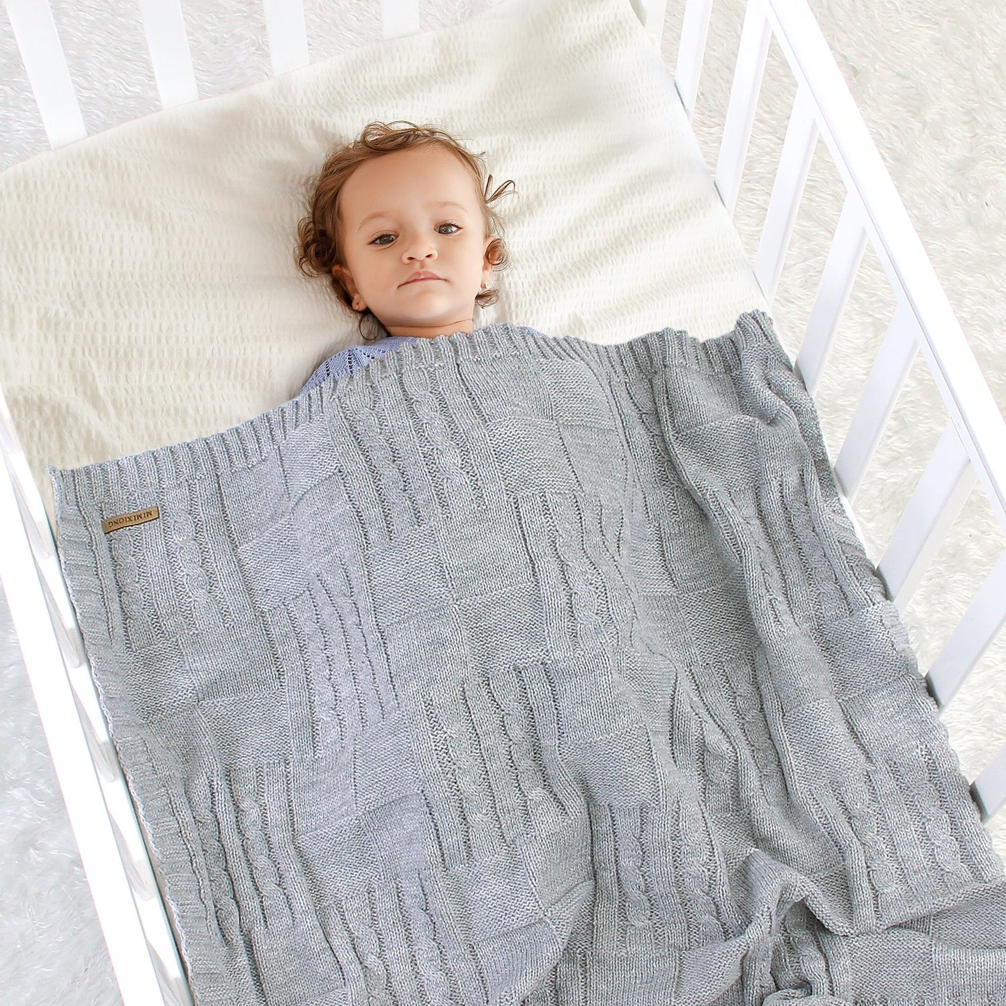 Baby Solid Color Knitted Blanket Baby Windproof Cover Baby