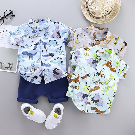 Wholesale Cotton Summer Children's Suit Short Sleeve Suit