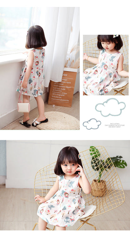 Cotton Sleeveless Flower Dress: Summer Princess Party Outfit