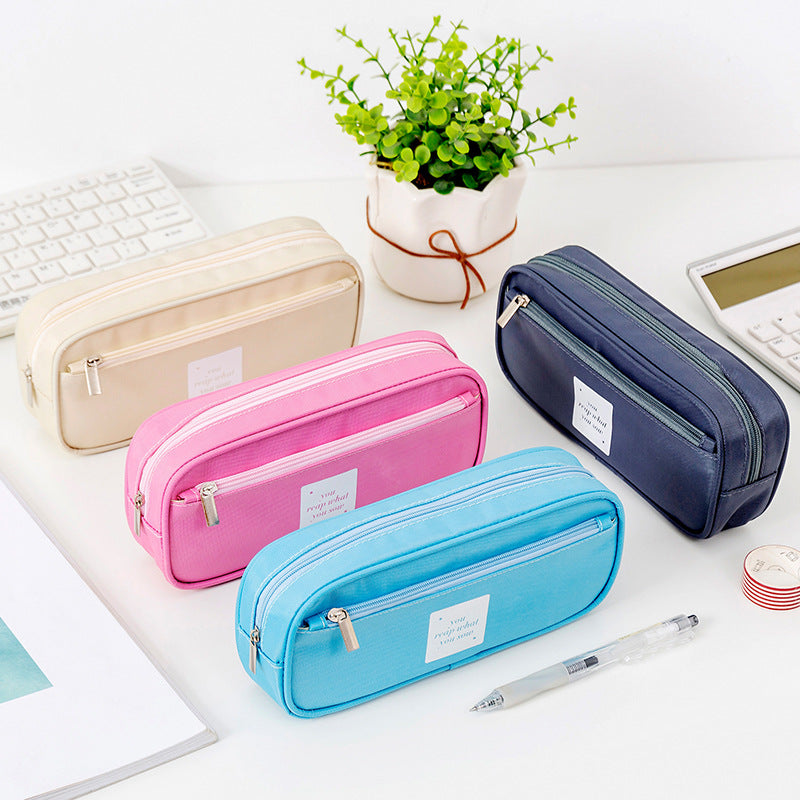 Imitation Nylon Double Layer Large Capacity Waterpro Pencil Case