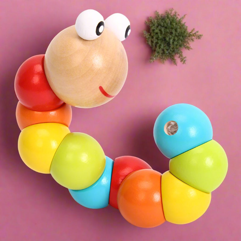 Children's Puzzle Toys with Simulated Wooden Twisted Caterpillars