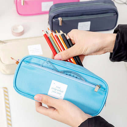 Imitation Nylon Double Layer Large Capacity Waterpro Pencil Case
