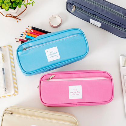 Imitation Nylon Double Layer Large Capacity Waterpro Pencil Case