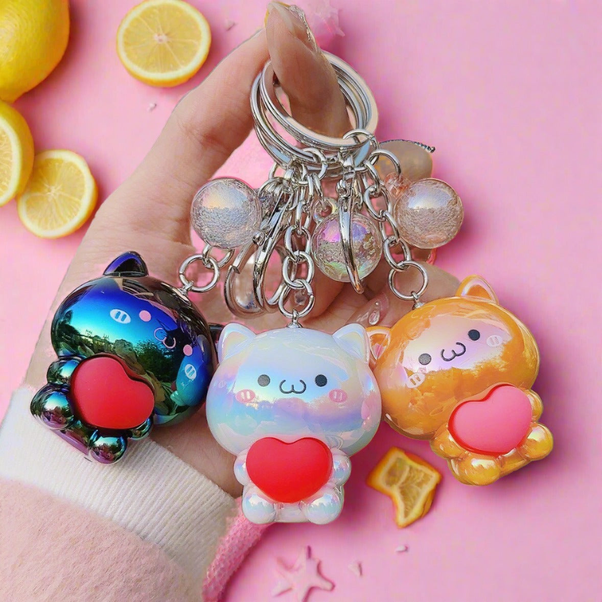 Cartoon Acrylic Care Bear Colorful Electroplating Keychain