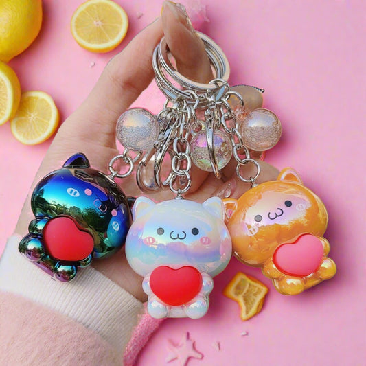 Cartoon Acrylic Care Bear Colorful Electroplating Keychain