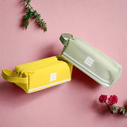 Large Capacity Double Layer Canvas Pen Bags