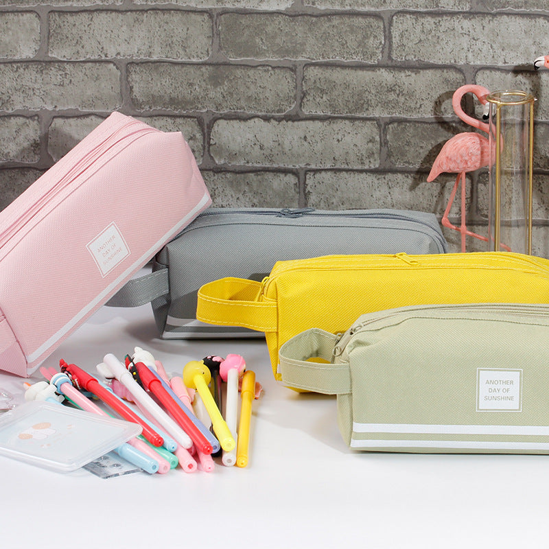 Large Capacity Double Layer Canvas Pen Bags