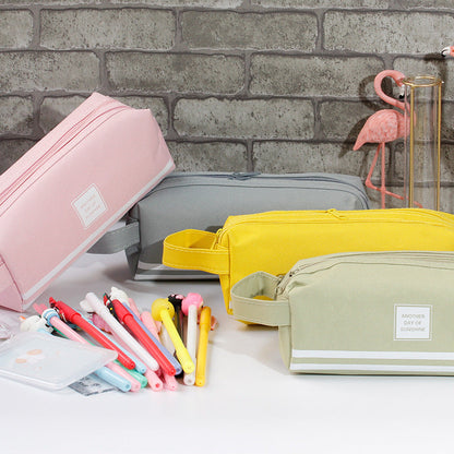 Large Capacity Double Layer Canvas Pen Bags