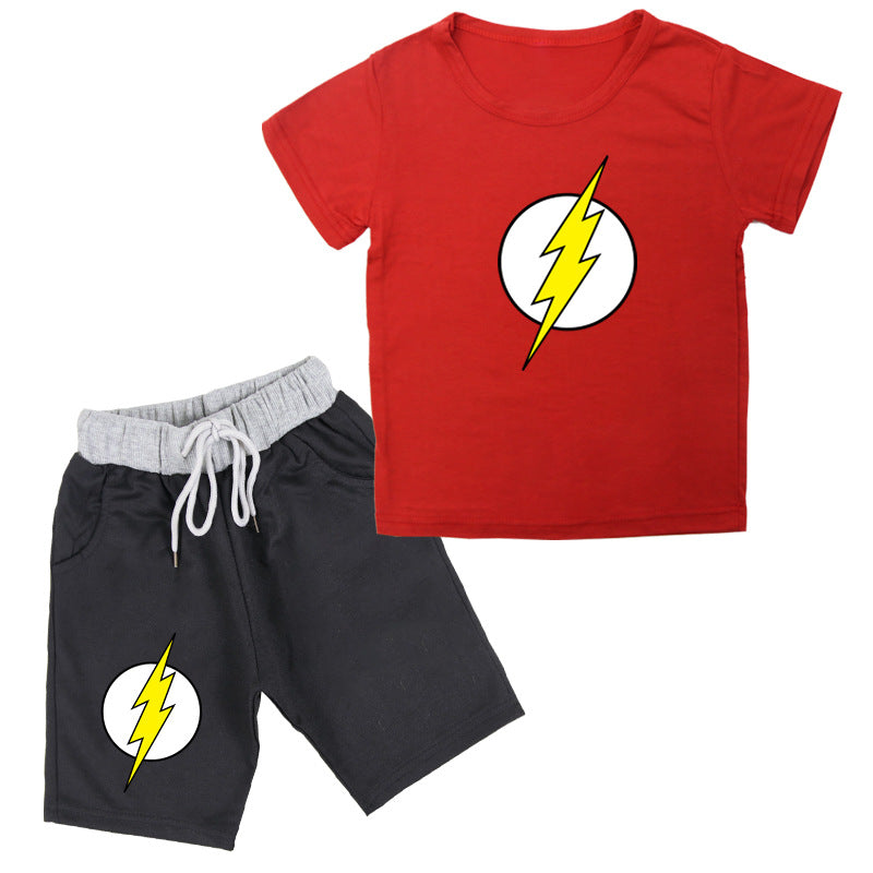 Short-sleeved T-shirt Flash Print Suit