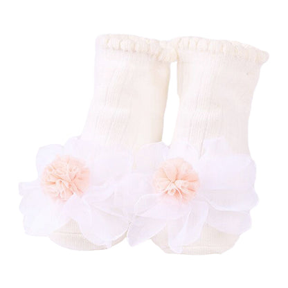 Baby Kid Girls Solid Color Flower Lace Accessories Socks