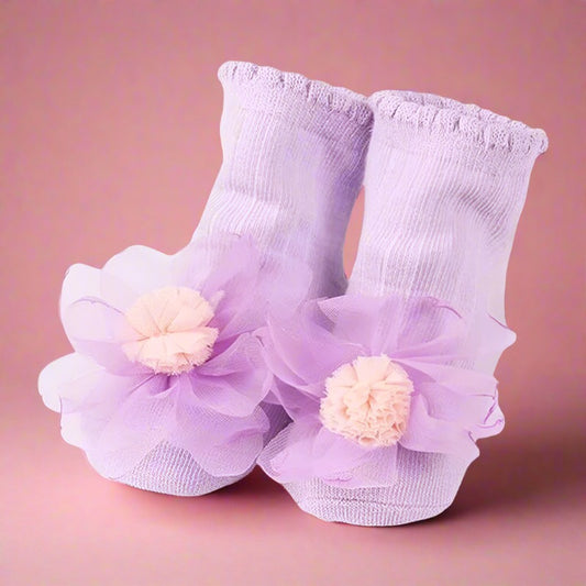 Baby Kid Girls Solid Color Flower Lace Accessories Socks