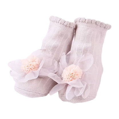 Baby Kid Girls Solid Color Flower Lace Accessories Socks