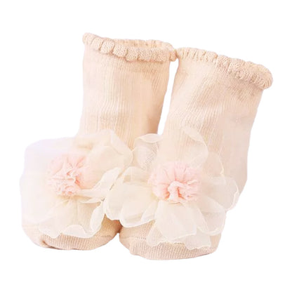Baby Kid Girls Solid Color Flower Lace Accessories Socks