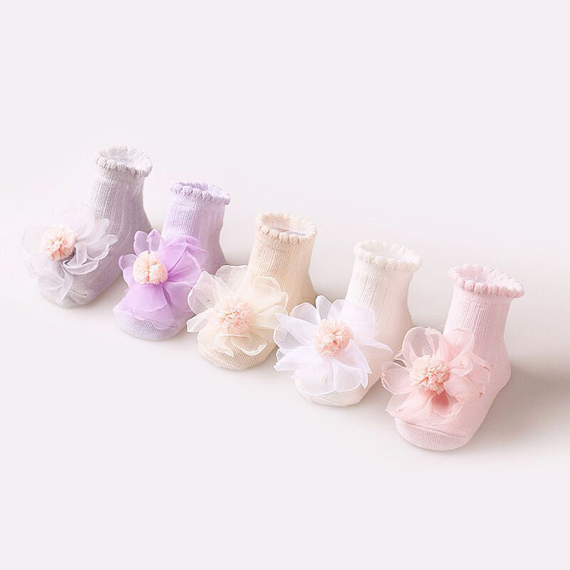 Baby Kid Girls Solid Color Flower Lace Accessories Socks