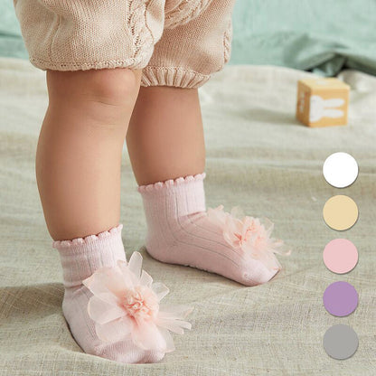 Baby Kid Girls Solid Color Flower Lace Accessories Socks