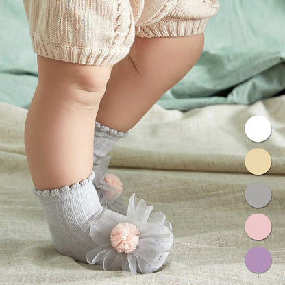Baby Kid Girls Solid Color Flower Lace Accessories Socks