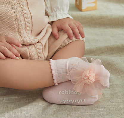 Baby Kid Girls Solid Color Flower Lace Accessories Socks