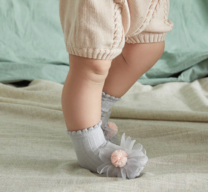 Baby Kid Girls Solid Color Flower Lace Accessories Socks