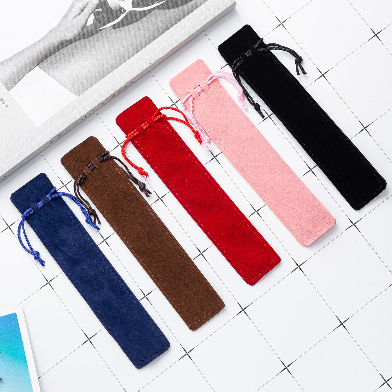 Crystal Pen Flannel Pencil Case Thickened Flannel Drawstring