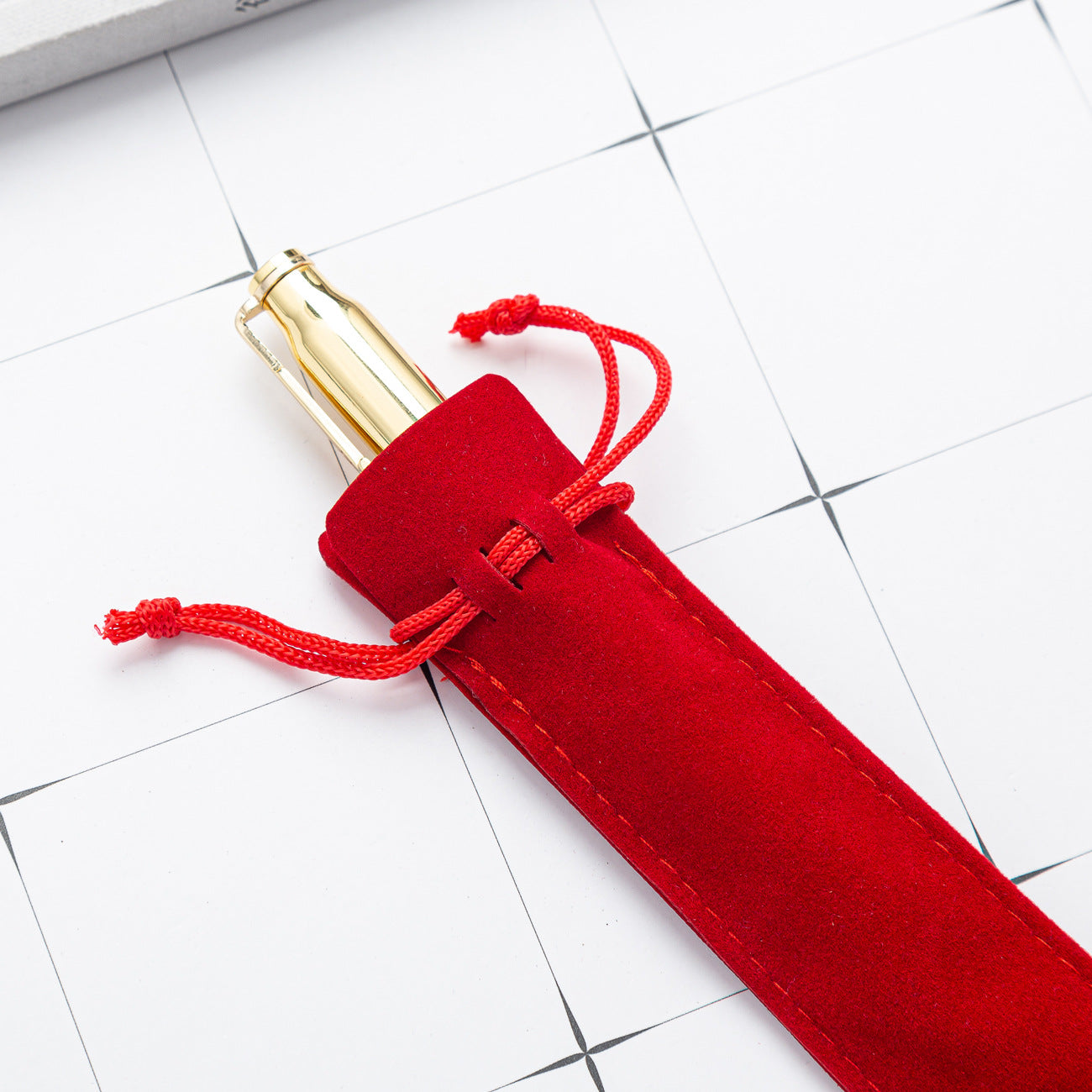 Crystal Pen Flannel Pencil Case Thickened Flannel Drawstring