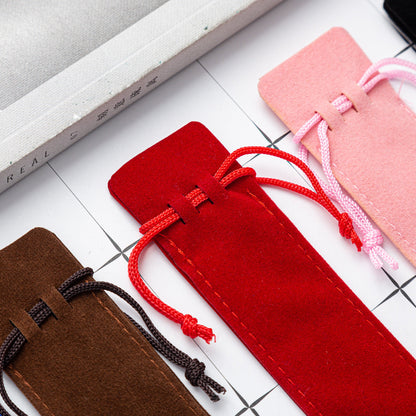 Crystal Pen Flannel Pencil Case Thickened Flannel Drawstring