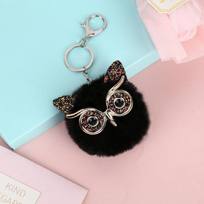 Gold Powder Sequin Owl Imitation Otter Rabbit Fur