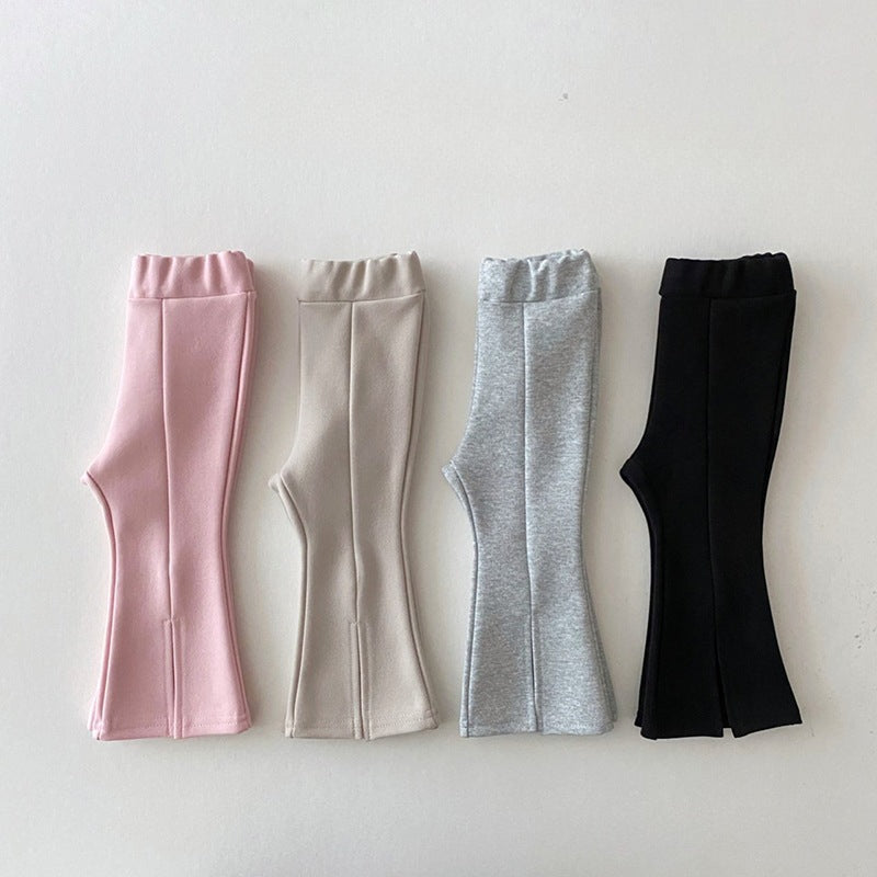 Wholesale Cotton Children's Clothing Front Slit Flare Pants
