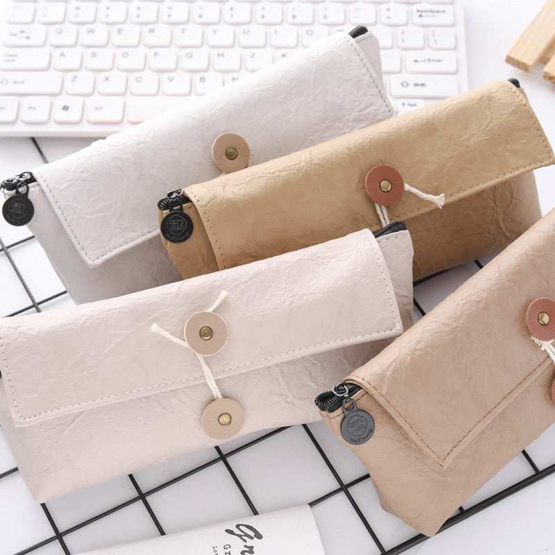Pu Leather Simple Flip Triangle Pen Bag