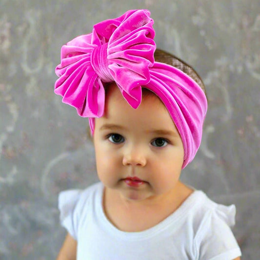 Velvet Solid Bow Headwraps