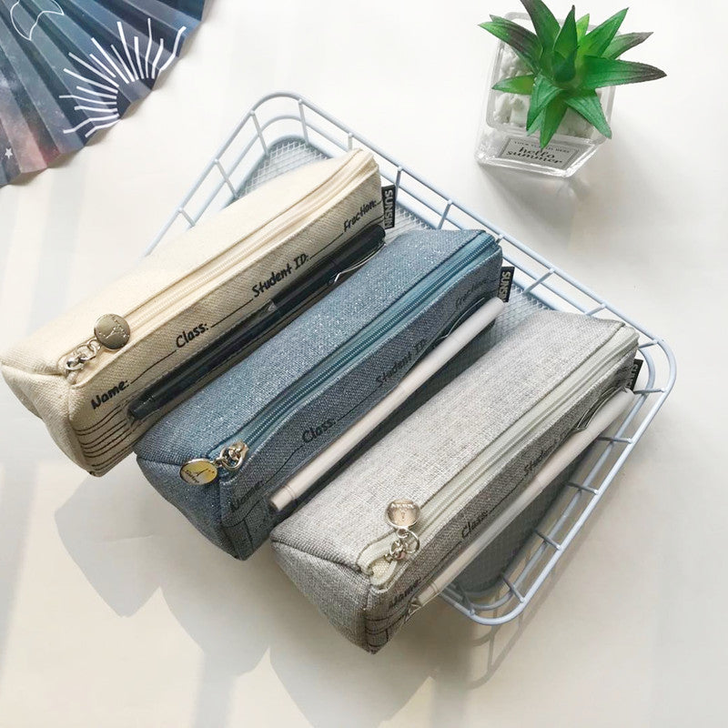 Vintage Canvas Triangular Pencil Case