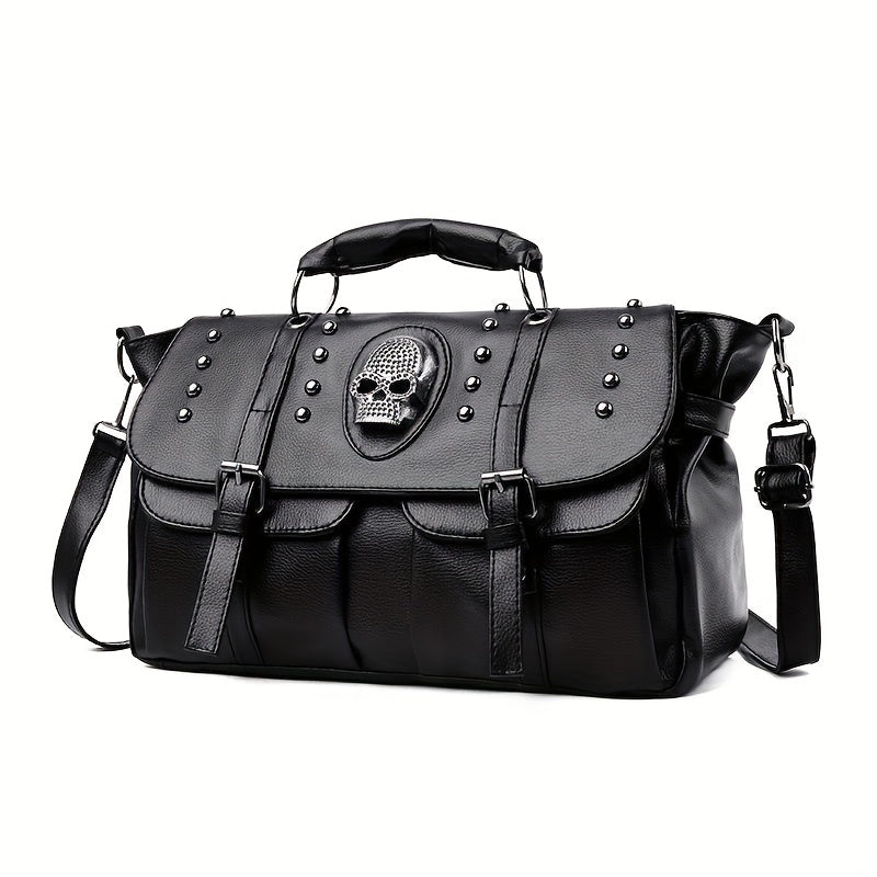Skull Studded Messenger Bag