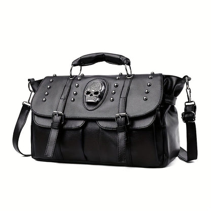 Skull Studded Messenger Bag