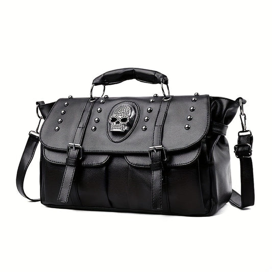 Skull Studded Messenger Bag