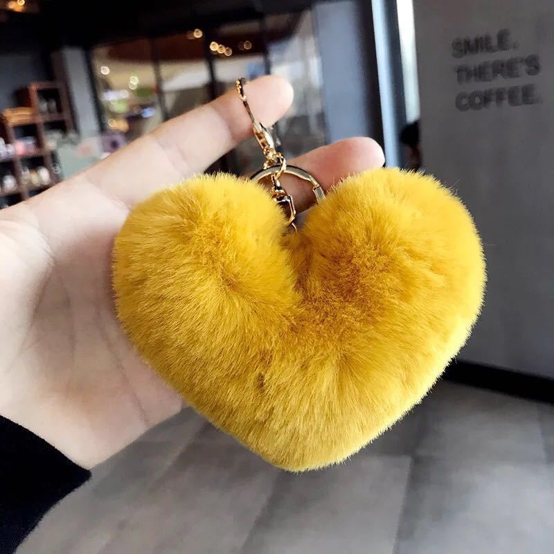 Plush Love Keychain Peach Heart Ball Keychain