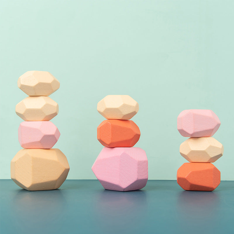 Colorful Wooden Stacking Stones Educational Jenga Toy Set