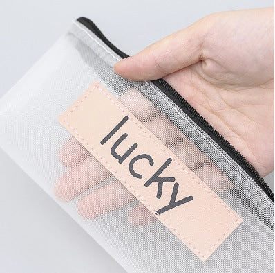 Simple Transparent Mesh Polyester Pencil Case