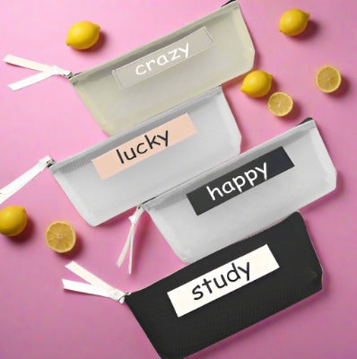 Simple Transparent Mesh Polyester Pencil Case