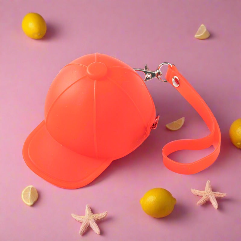 Cute Cartoon Baseball Cap Silicone Coin Bag Keychain Wallet