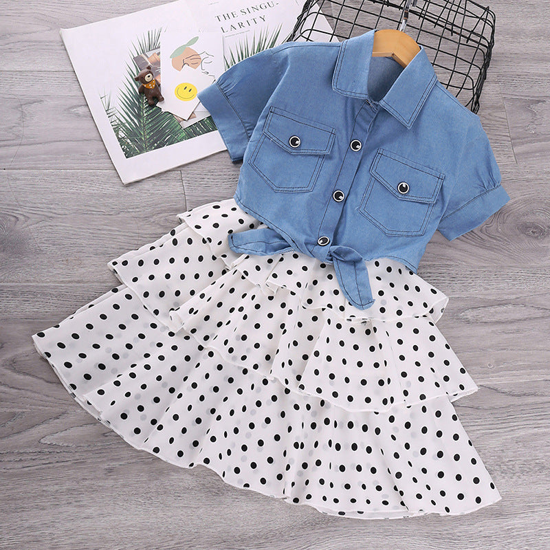 Cotton Denim Jacket Princess Dress Set
