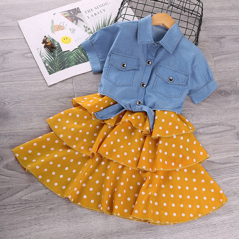 Cotton Denim Jacket Princess Dress Set