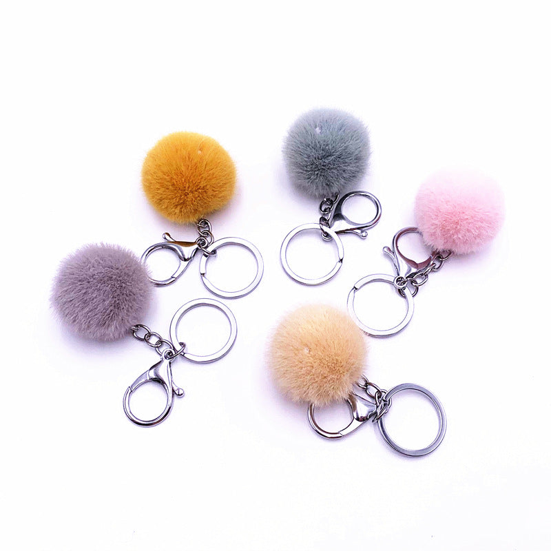 Plush Candy Color Fur Ball Key Chain