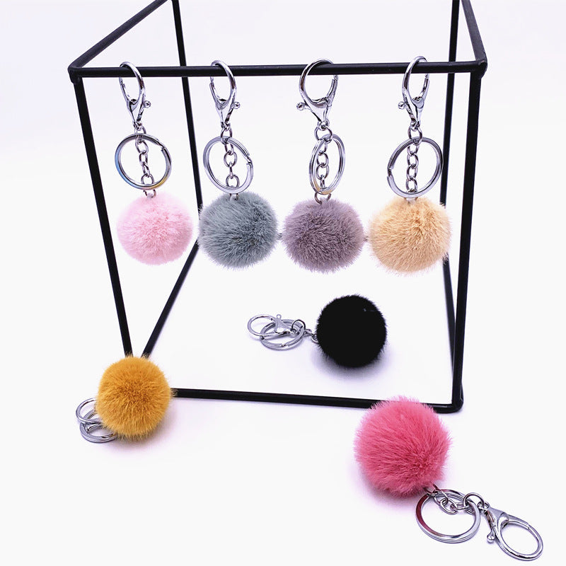 Plush Candy Color Fur Ball Key Chain