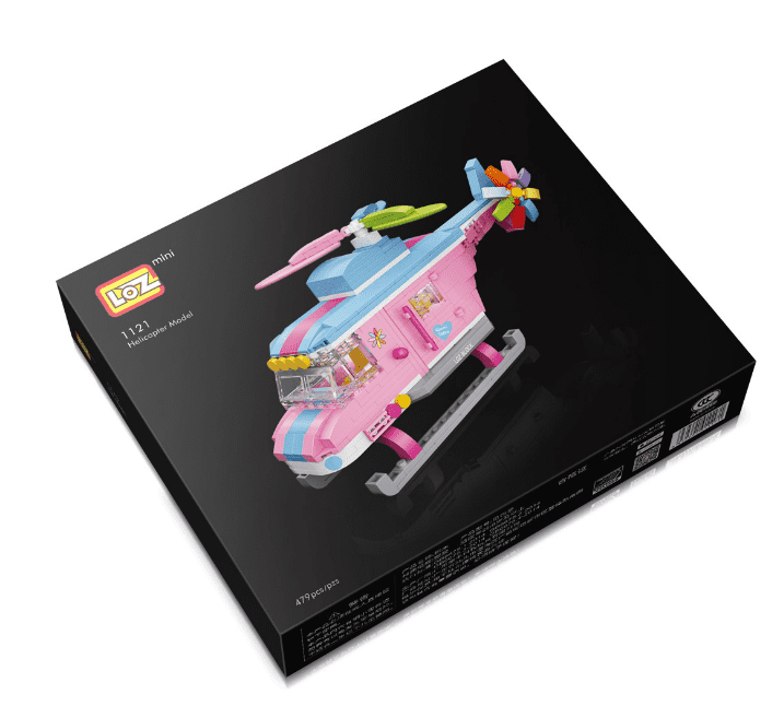 Pink Helicopter Building Block Puzzle Toy