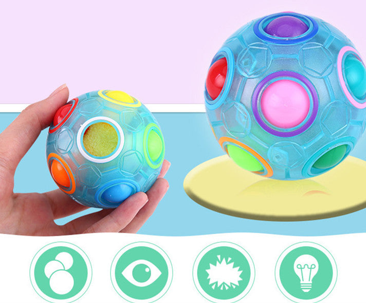 Stress-Relieving Rainbow Ball Puzzle Cube for Kids